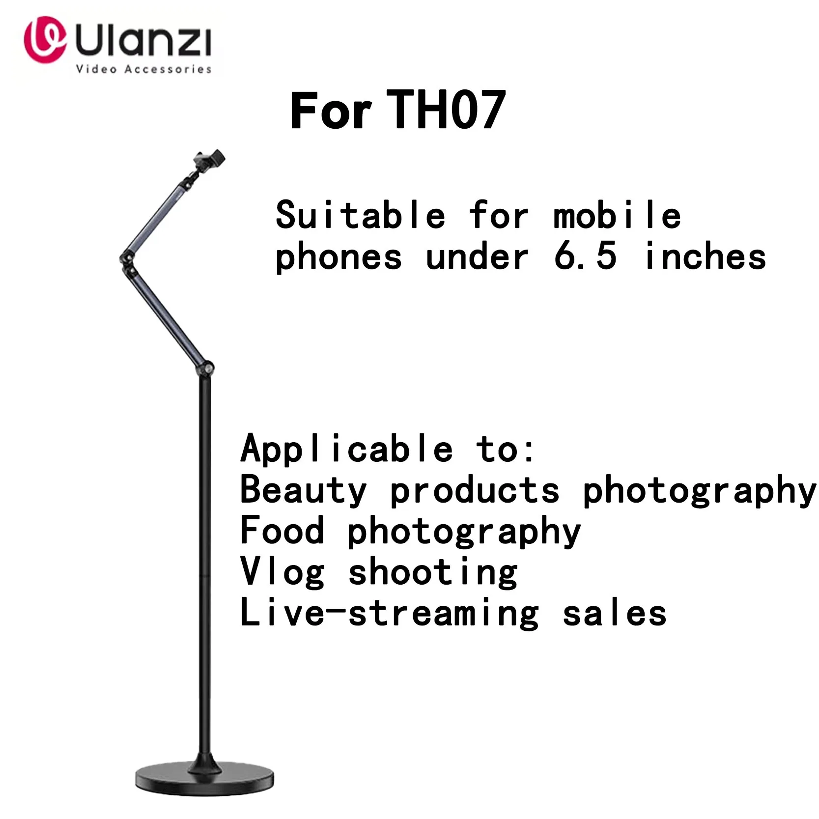 Original Ulanzi TH07 1.45m Cantilever Phone Holder Overhead Floor Stand Bracket Stable Base 360° Rotation With Anti-Slip Mat