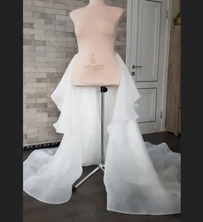 Detachable wedding overskirt, removable wedding skirt train, organza open front bridal accessories