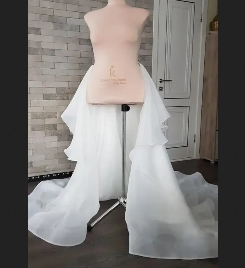 Detachable wedding overskirt, removable wedding skirt train, organza open front bridal accessories