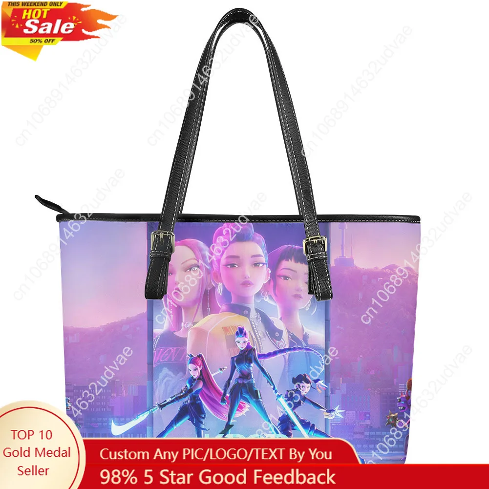 

K-Pop Demon Hunters Handbag Womens Mens Personalized Tote Bag Shoulder Bag Business Commuter Leather Purse Travel Grocery Bag