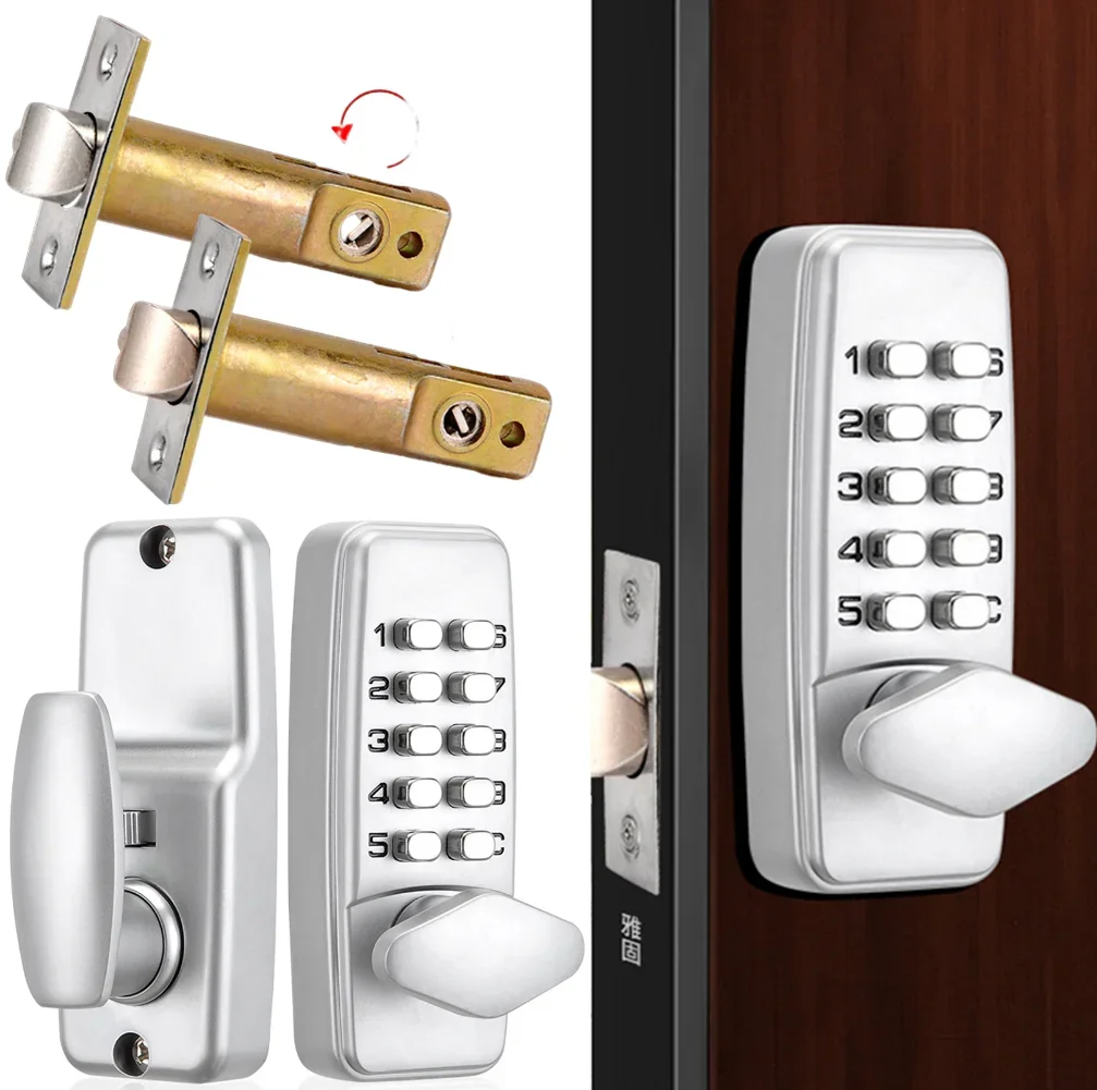 

Metal Mechanical Code Lock Sturdy Waterproof Door Code Lock Antirust Interchangeable Handle Easy Installation for Home Apartment