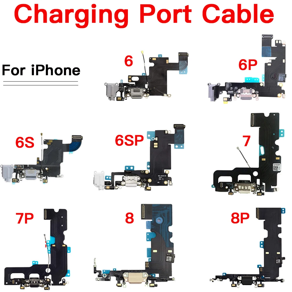 

Charging Dock Connector Flex Cable For iPhone 6 6p 6s 7 7P 8 8 Plus Charger Port Data Jack Plug Socket Replacement