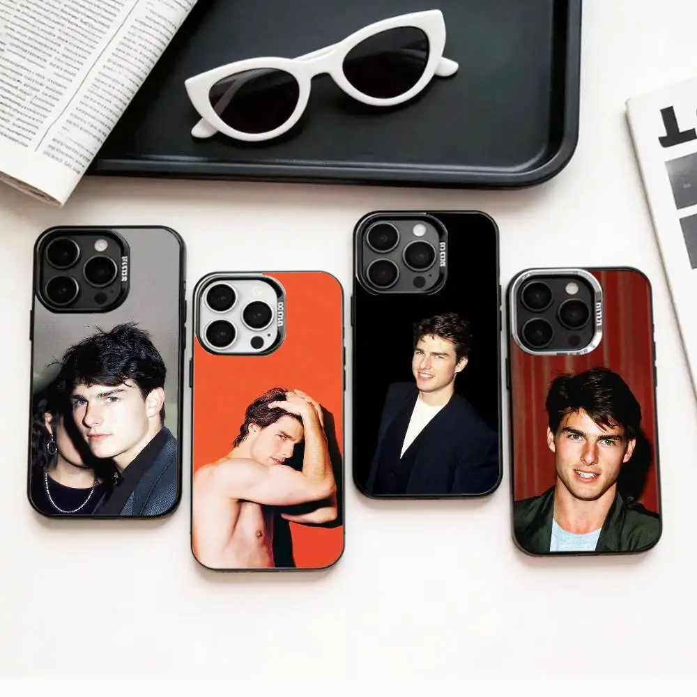 

Tom C-Cruise Actor Phone Case For iPhone17,16,15,14,13,12,11 Plus,Pro Max Colored Silver Plated Inside Cover