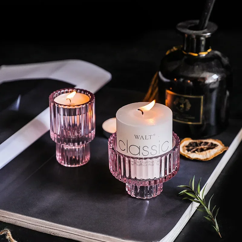 

Nordic Tealight Holder Candlestick Candles Holders Table Candle Stand Romantic Candlestick Home Decoration Crystal Glass