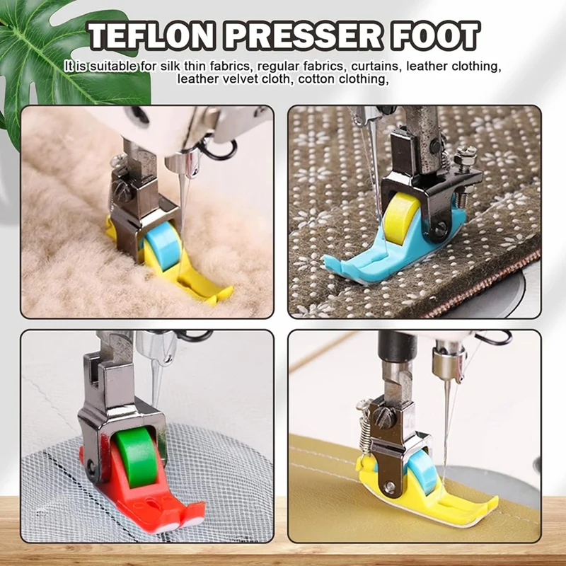 AAAN-3 Pack Narrow Roller Presser Foot, Roller Presser Foot สําหรับจักรเย็บผ้า, หนัง Roller Presser Foot