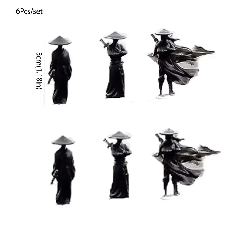 G9X6Pcs/set Mini Chinese Swordsman Figure Exquisite Ancient Car Statue Ornament Cartoon Swordsman Miniatures Interior Decor image 6