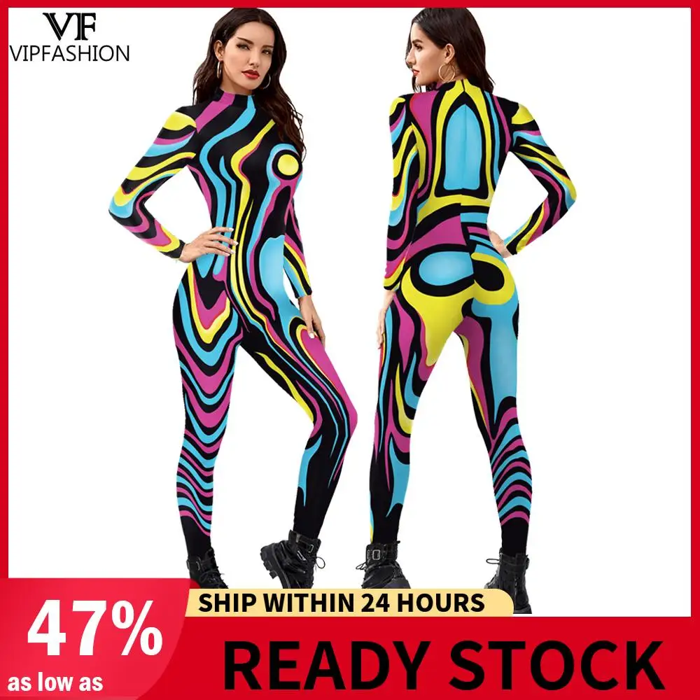 VIP FASHION Sexy Zentai Suit for Women Movie Cosplay Cosplay Skeleton Printed Bodysuit Fancy Jumpsuit Halloween Party Clothes