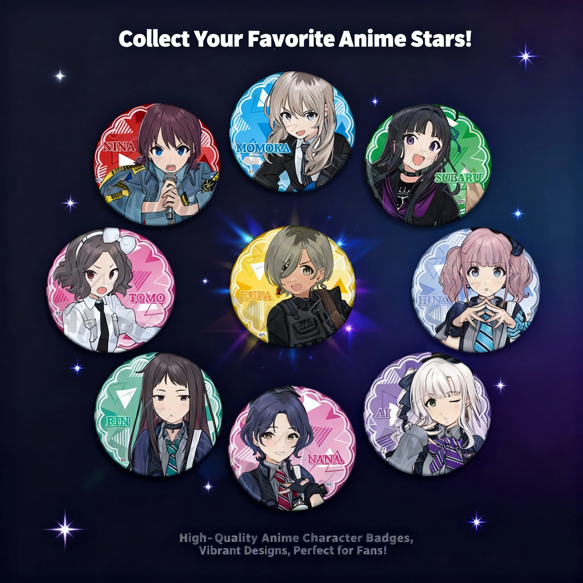 Pin, Broche y Llavero de Anime de Crying Girl Band, con Anya, Kyo, Jinren, Nao, Momoka y Subaru, Accesorios 2D para Colección Otaku