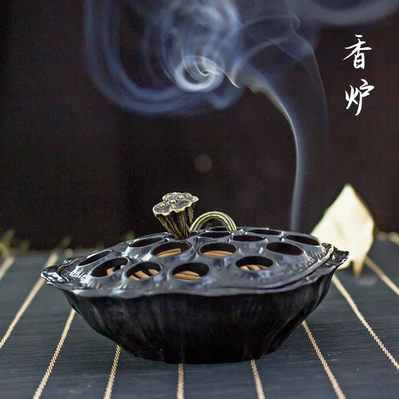 YXY Lotus Seedpod Incense Burner Metal 4 Hours Coil Incense Base Zen Dragon Copper Alloy Auspicious Cloud Incense Holder