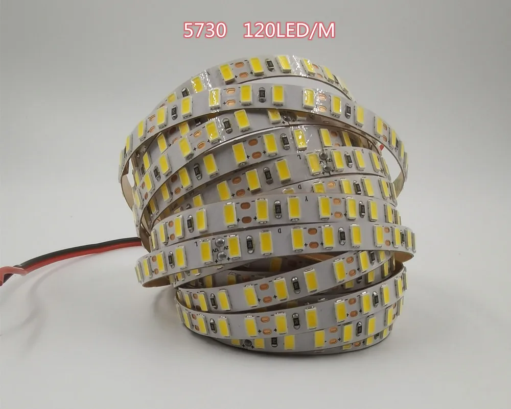 DC 12V SMD 5730 LED Strip Light Tape 5M Flexible 120Led/M Warm White LED Light Strip Lamp Ribbon Not Waterproof Decoration Room
