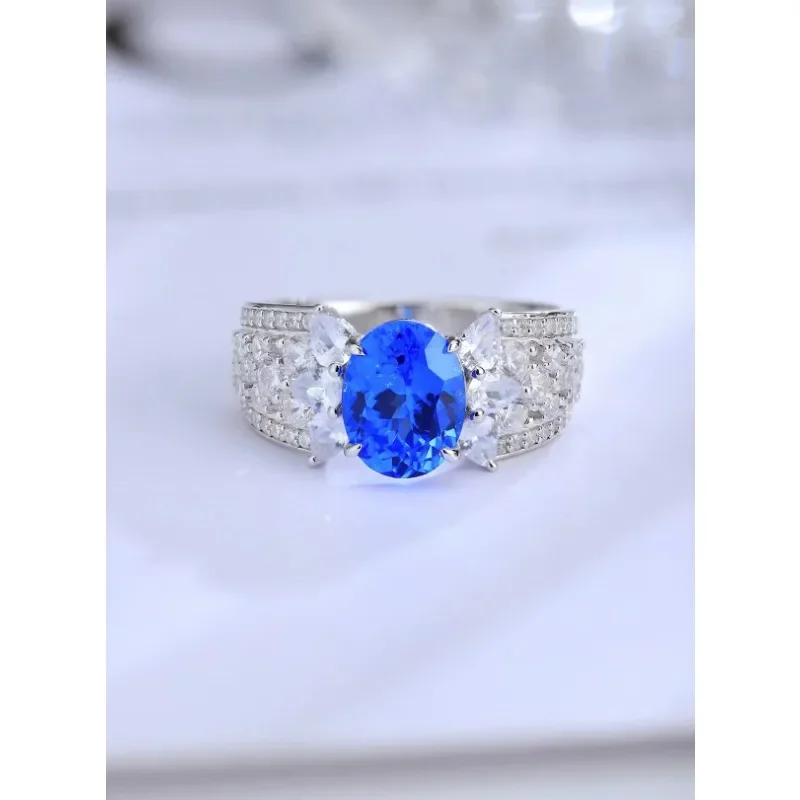 

Ruihe Hot Sale 925 Silver 2.42ct Lab Grown Cobalt Spinel Sapphire Gemstone Men's Ring Jewelry Personalized Fashion Gift