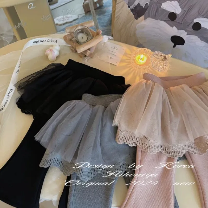Girls' leggings autumn and winter new item fake two-piece velvet yarn skirt flared pants children's comfortable pants skirt 5