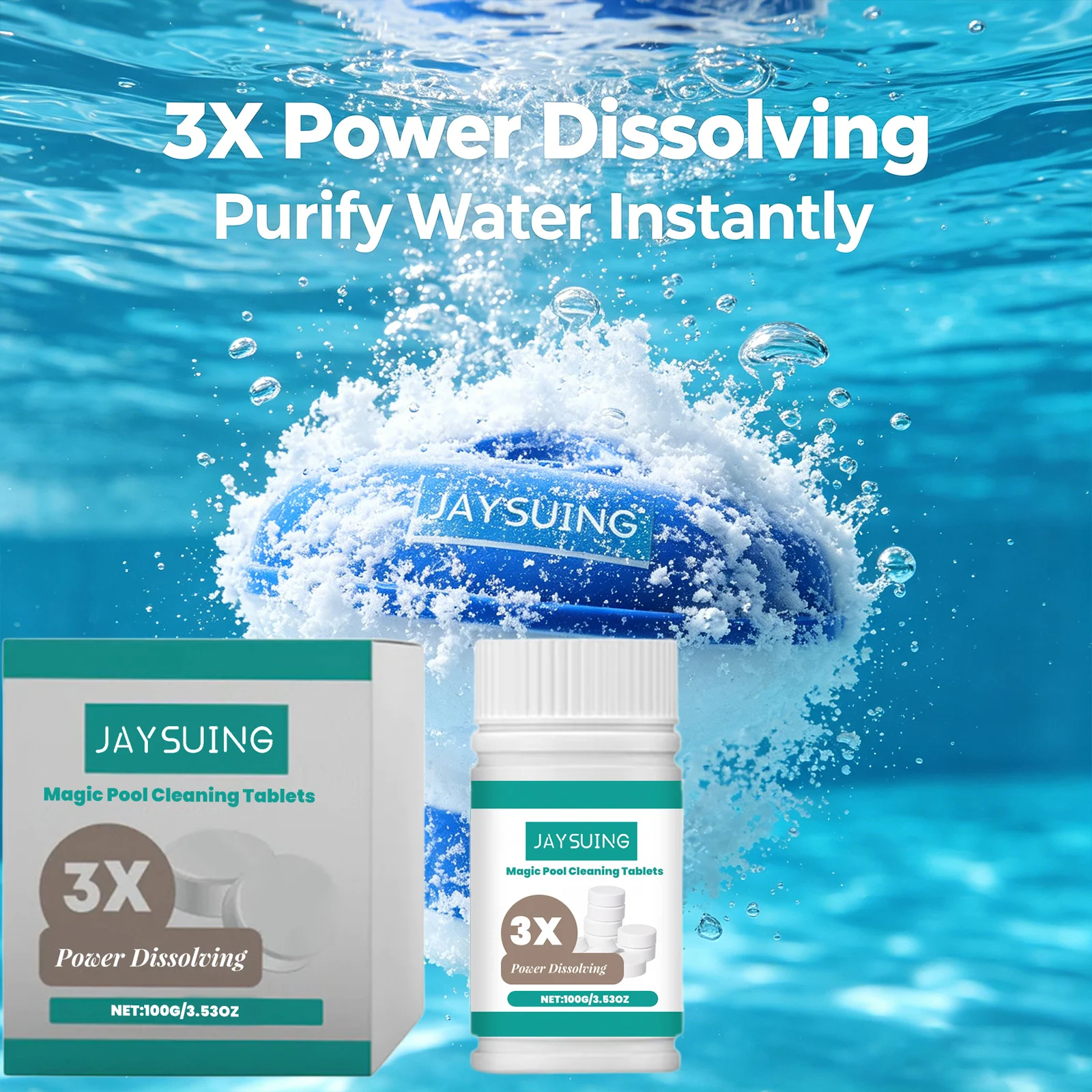 Pool Cleaning Tablets Remove Scale & Impurities Eliminate Odors Bacteria Control Water Purifier Fast Dissolving Chlorine Tablets