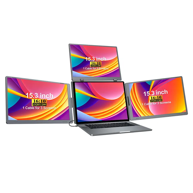 Three-screen portable display One-line connection Flip portable display