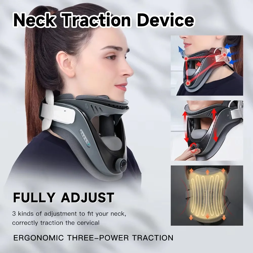 Cervical Traction Device Lightweight and Adjustable Neck Brace Support Stretcher with Built-in Airbag for Pain Relief Relaxation