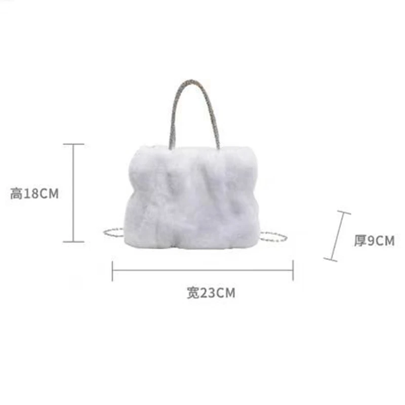 Bolso de mano de piel sintética para mujer, bolso de mano informal de felpa, bolso de hombro esponjoso versátil, bolso femenino suave y bonito para Otoño e Invierno