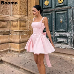 Booma Pink A-Line Cocktail Dresses Square Collar Stian Mini Prom Gowns Graduation Party Dresses Club Wear Outfits Customized