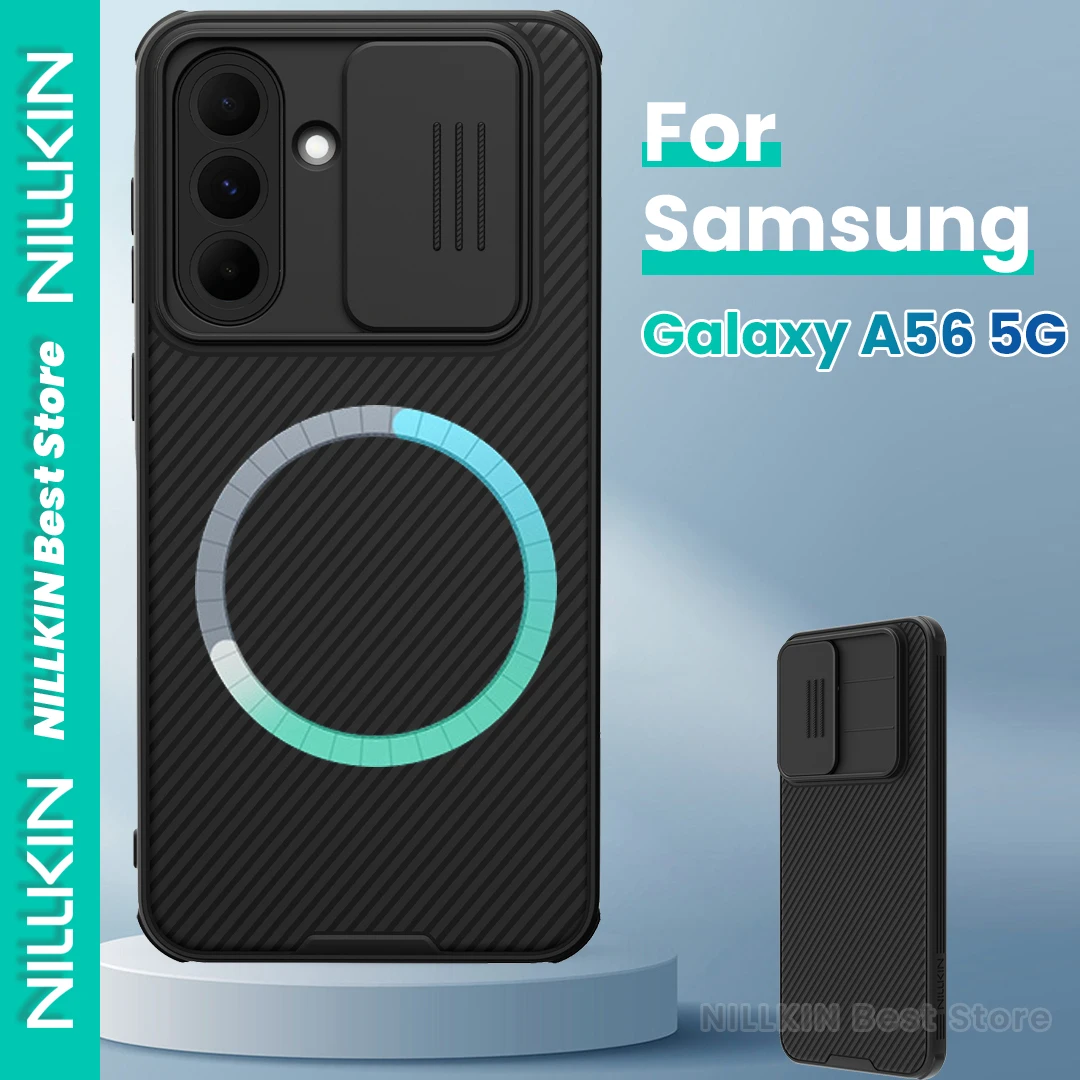 

Nillkin For Samsung Galaxy A56 5G Case Magnetic Lens Sliding Window Tpu Soft Edge Four Corners Airbag Anti-Drop Bump Texture
