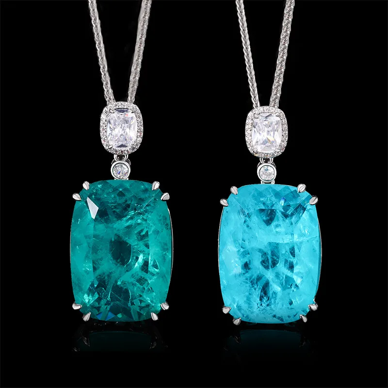 Jewelry Gold Plated Fashion Emerald Square Pendant Necklace 20*28