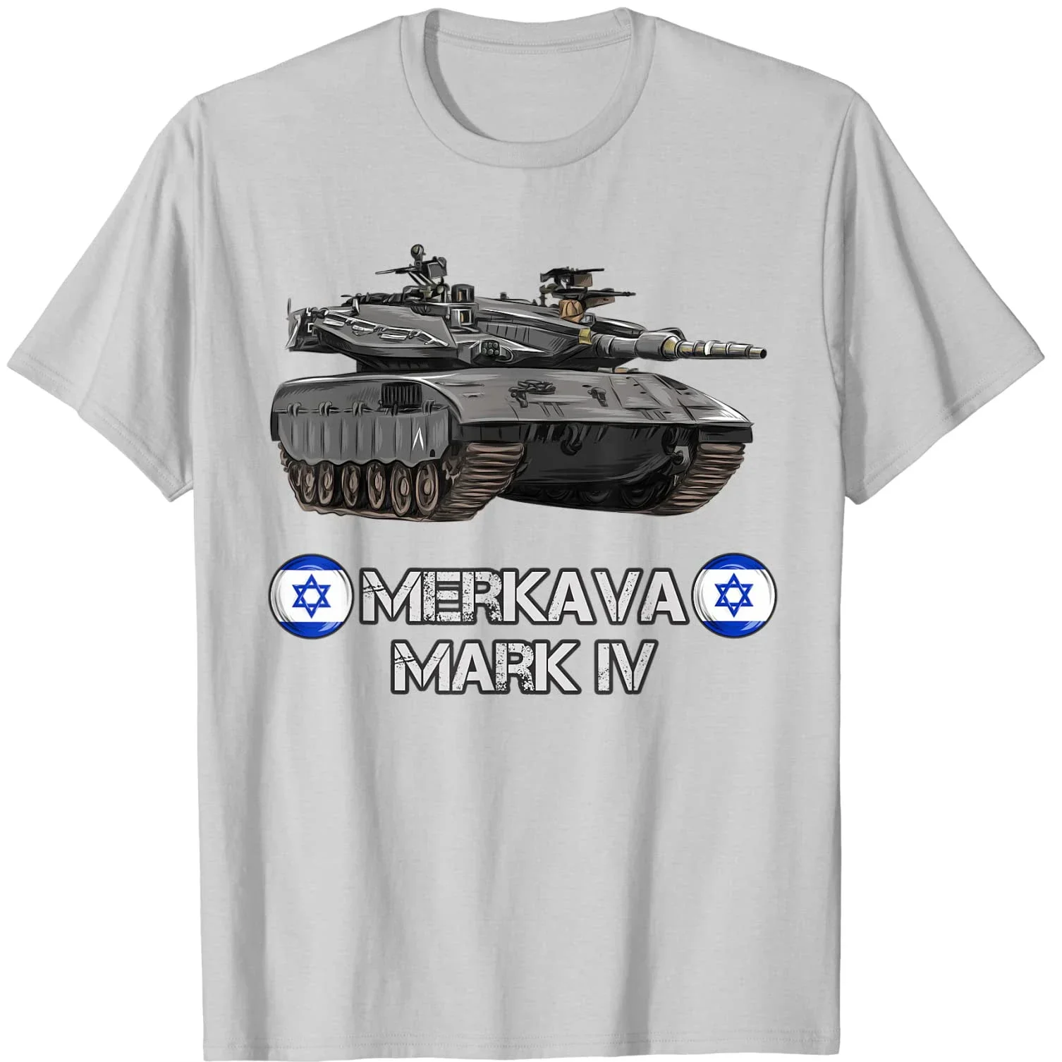 T-Shirt 100% Cotton Neck Summer Short Sleeve Casual Mens heavyweight fashion Round manga Army IDF Merkava Mark Main Battle Tank