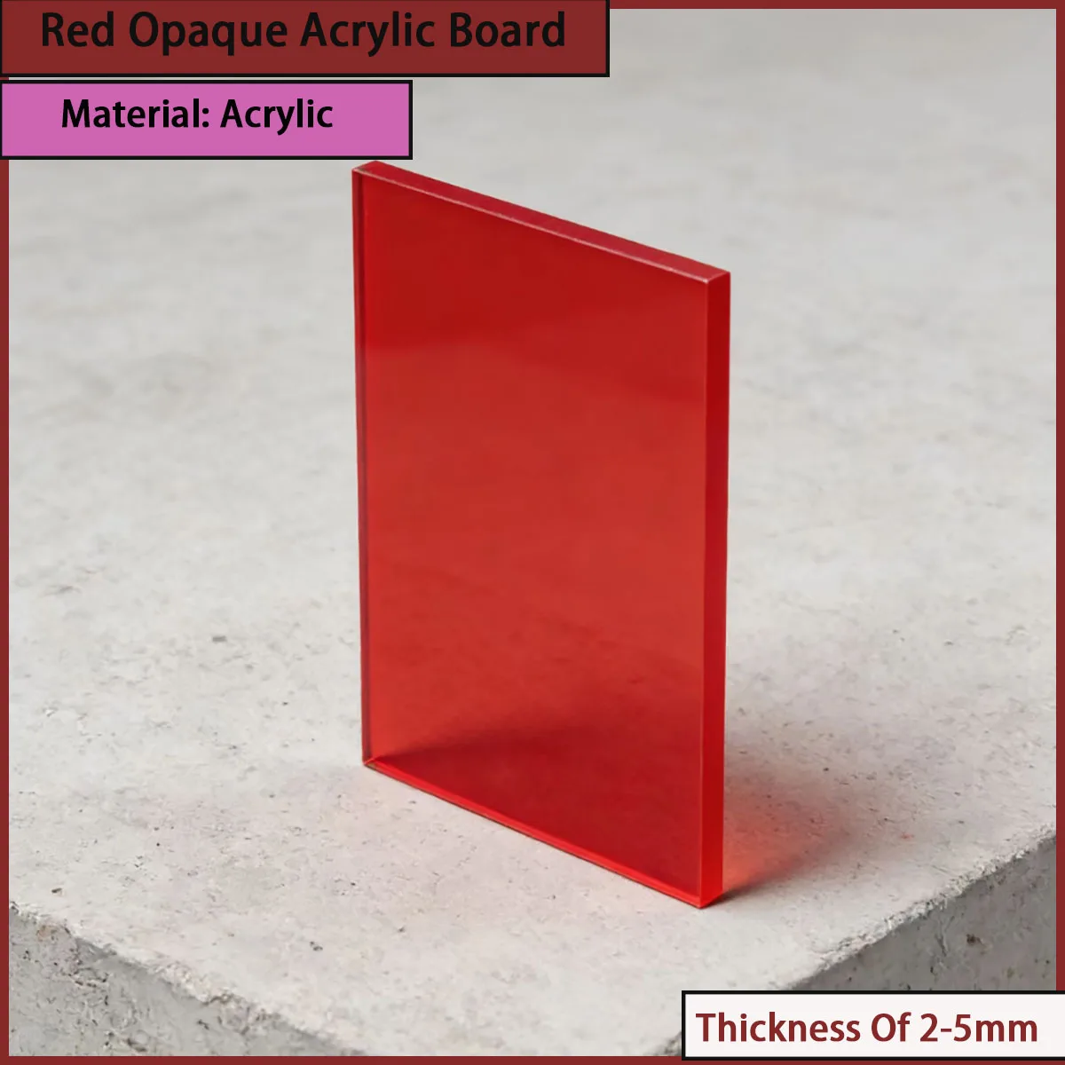 Red opaque acrylic board with a thickness of 2-5mm is used for advertising signs, furniture decoration, partition boards, etc