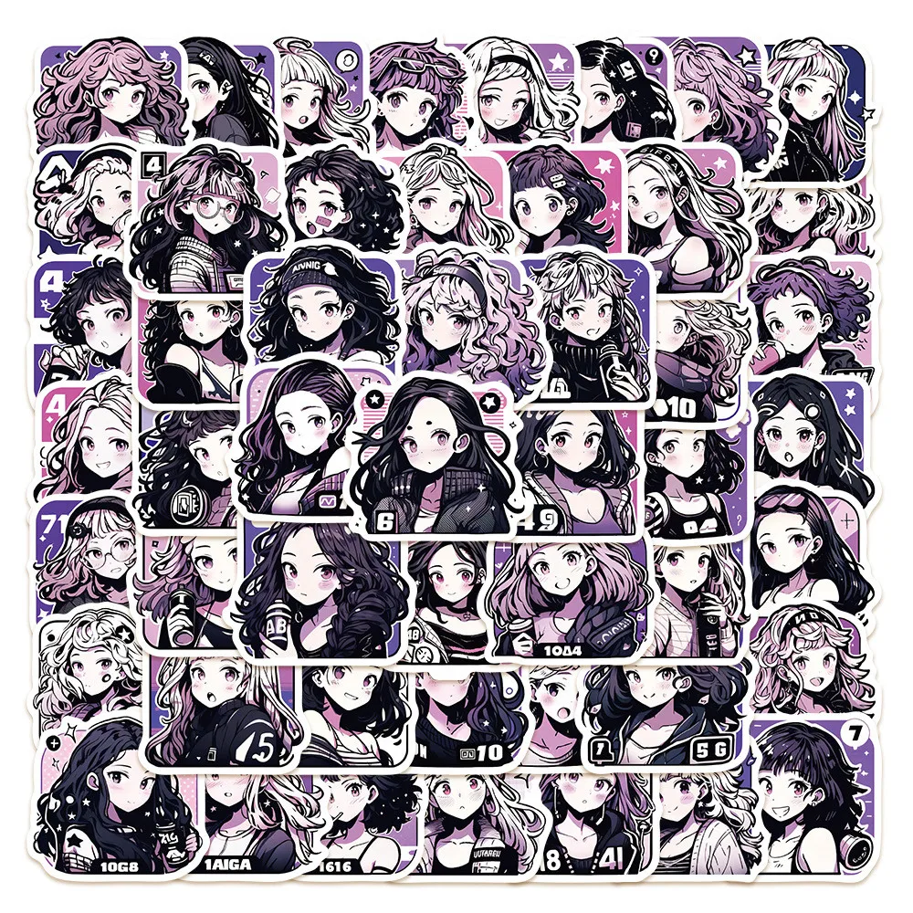 50-teilige Vintage-Girl-Portrait-Graffiti-Aufkleber – personalisierte DIY-Dekoration für Gitarre, Notebook und Gepäck