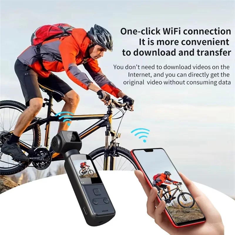 FFYY-4K Fotocamera corpo con microfono esterno, mini WiFi digitale tascabile per sport all'aria aperta, bici, viaggi, Action-64GB