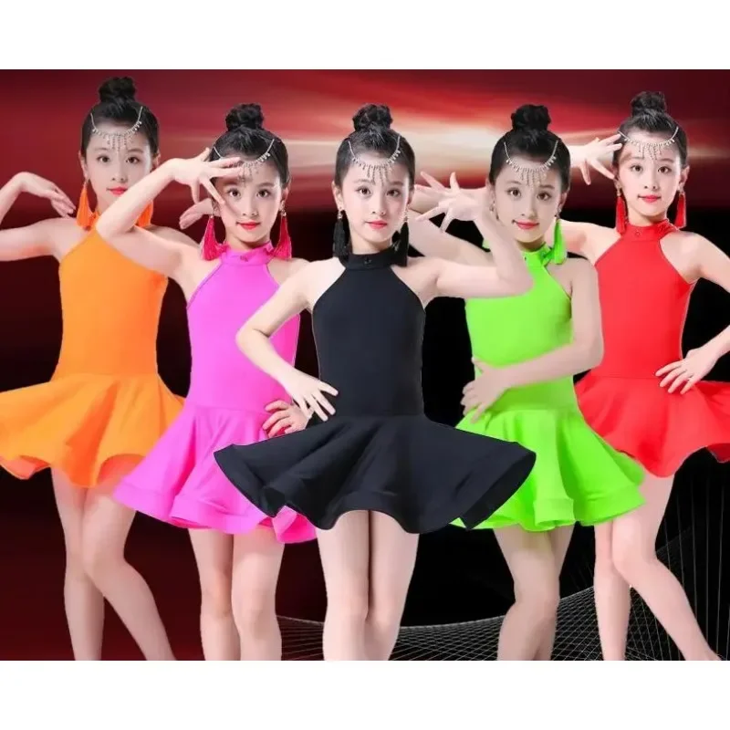 

Set Diamond Pleated Skirt Latin Dance Dress Kids Latin Dress Costume for Girls Ballroom Costume Salsa Rumba Cha Cha Tango Stage
