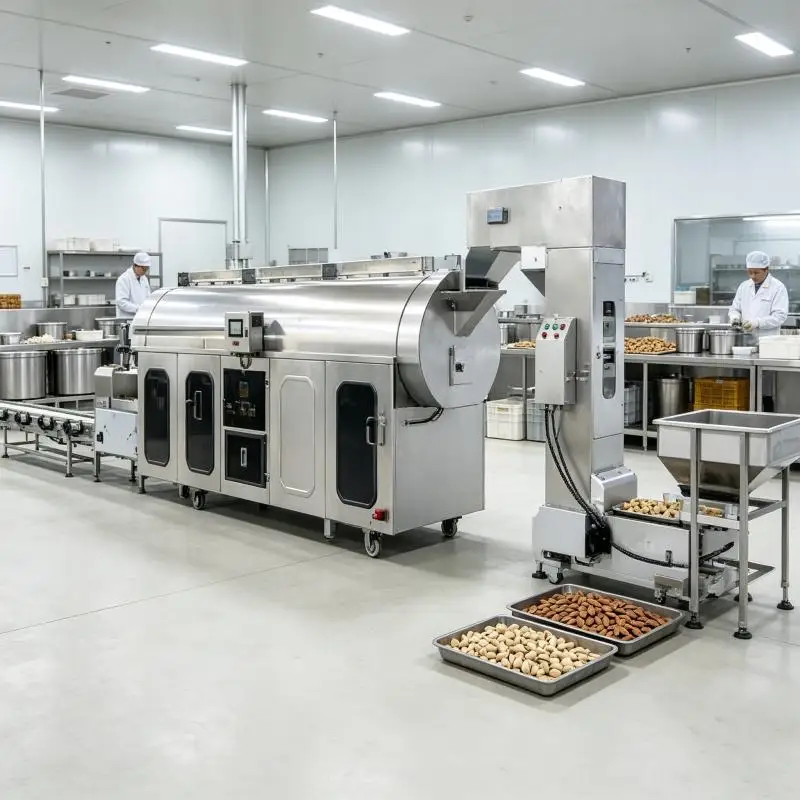 Continuous Belt Peanuts Nut Full Automatic Gas Almonds Cacao Beans Cashew Kernel Roast Roaster Line Machine