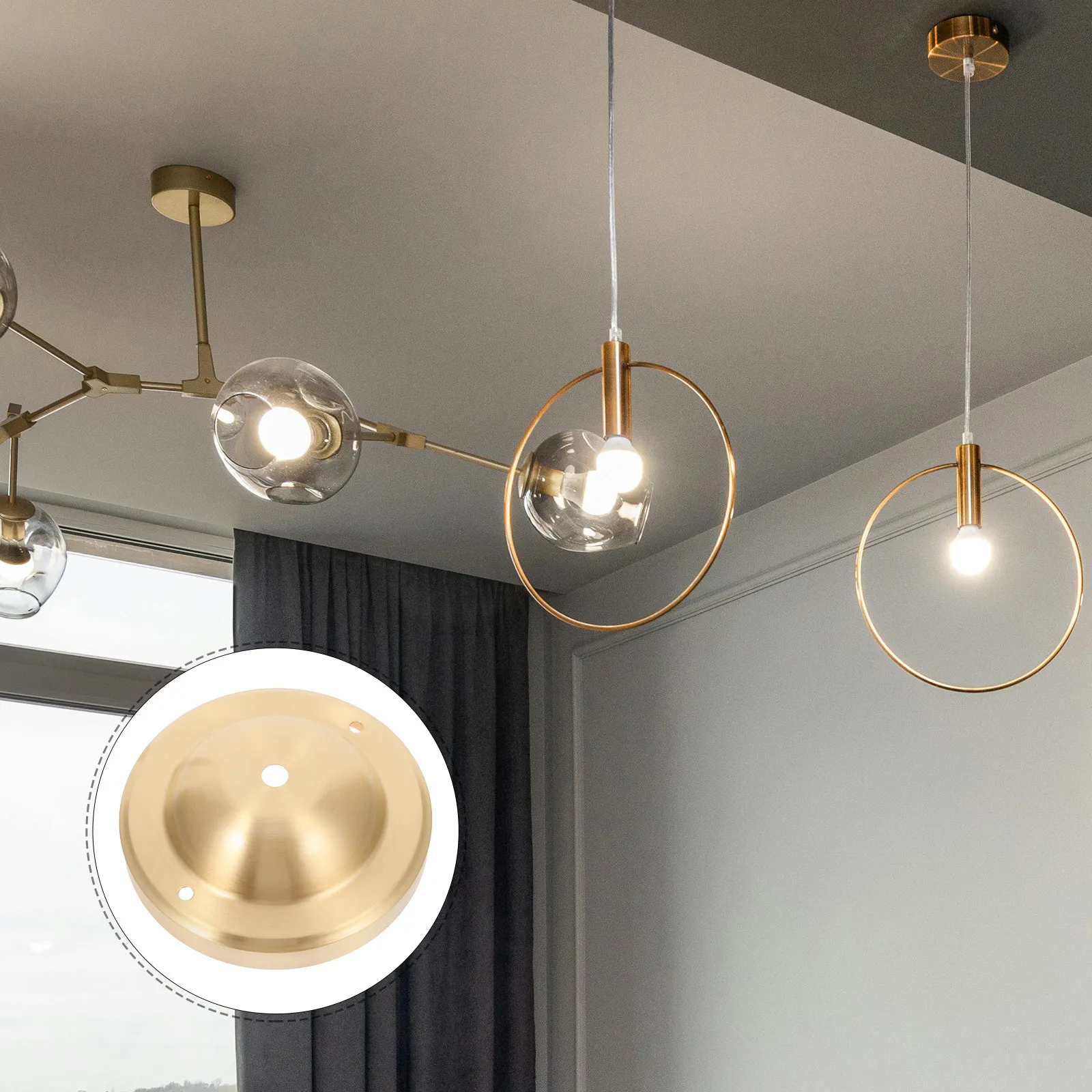 Copper Ceiling Light Cover Plate Vintage Minimalist Style Ceiling Canopy Lightweight Safety Fixture Mounting Plate