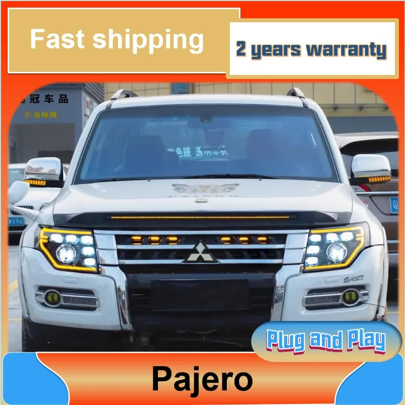 Car Styling for Mitsubishi Pajero Head Light 2006-2020 Pajero V93 Headlights V97 V95 B87 DRL Turn Signal Low High Beam Projector