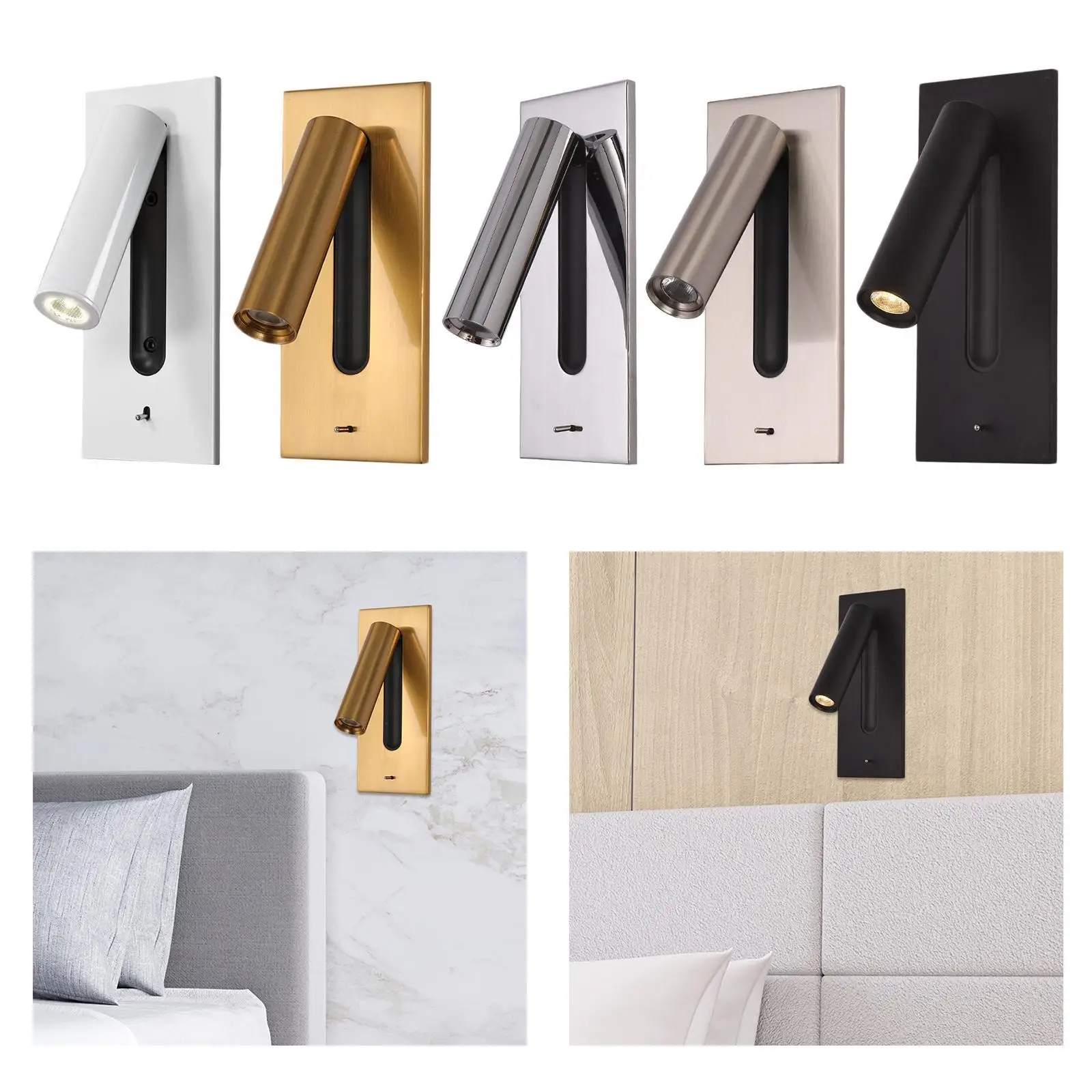Wall Mounted Aluminum Reading Light Nordic Design Rotatable Lamp for Living Room