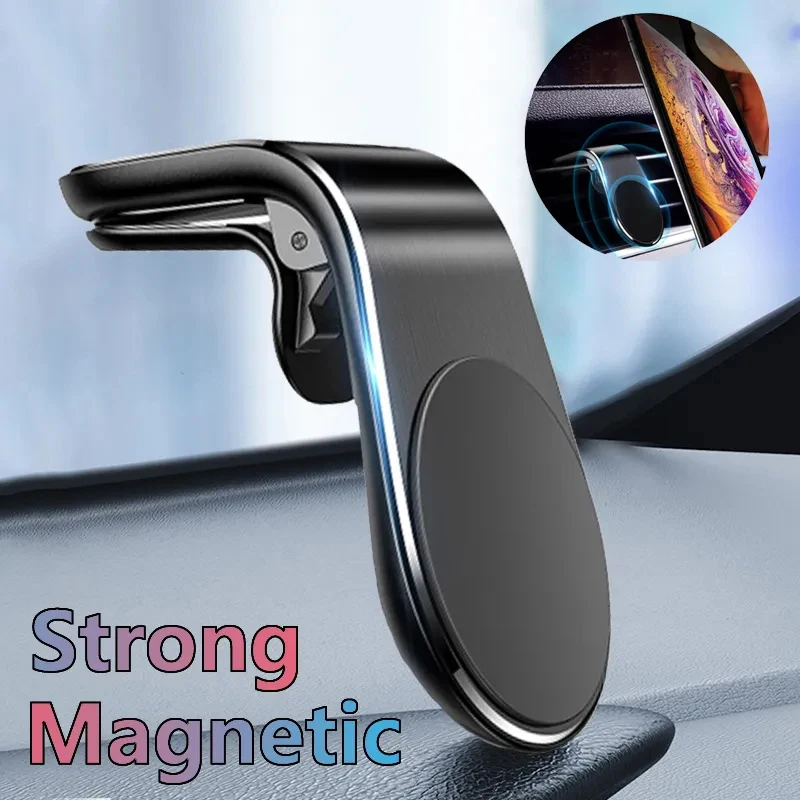 L-Type Magnetic Car Phone Holder Mount Air Vent Smartphone Mobile Stand Bracket Cell GPS Support in Car For IPhone Samsung Redmi