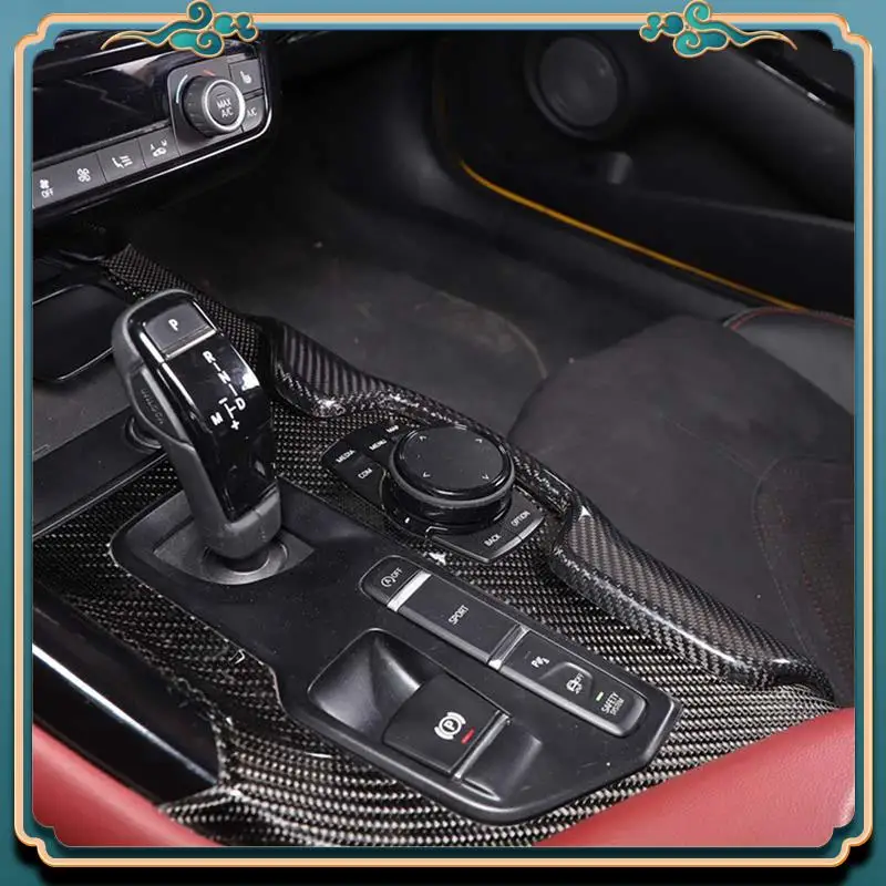 A54P-ألياف الكربون الجافة مركز التحكم الجانب غطاء لوحة التروس الكسوة لتويوتا سوبرا A90 2019-2022 الملحقات #4