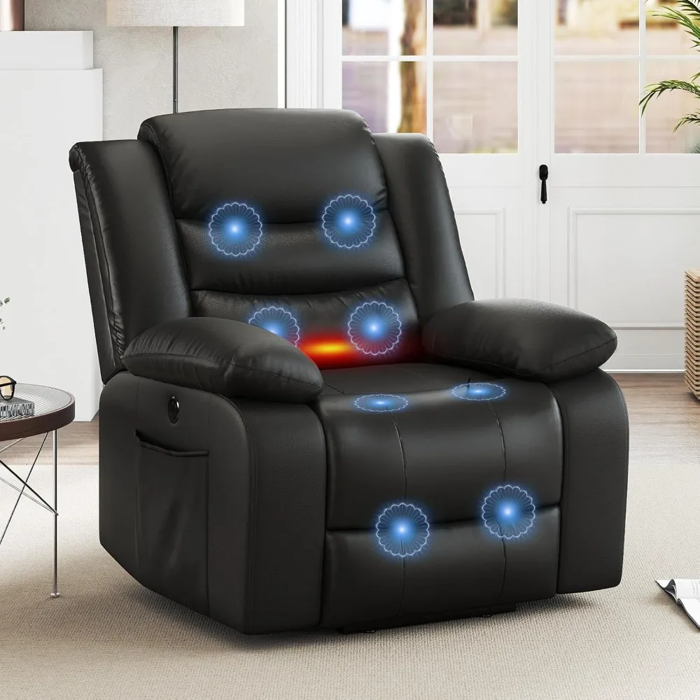 

Power Lift Recliner Chair with Massage and Heat, PU Leather Overstuffed Electric Lift Chair for Elderly, Oversized Single Sofa