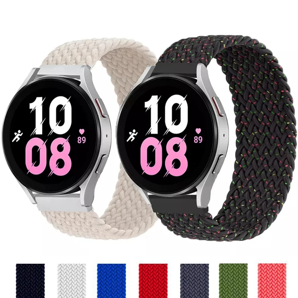 20mm 22mm Nylon Braided Strap for Samsung Galaxy Watch 4 5 6 Classic 40mm 44 42 46mm Sport Watch Solo Loop Band Correa bracelet