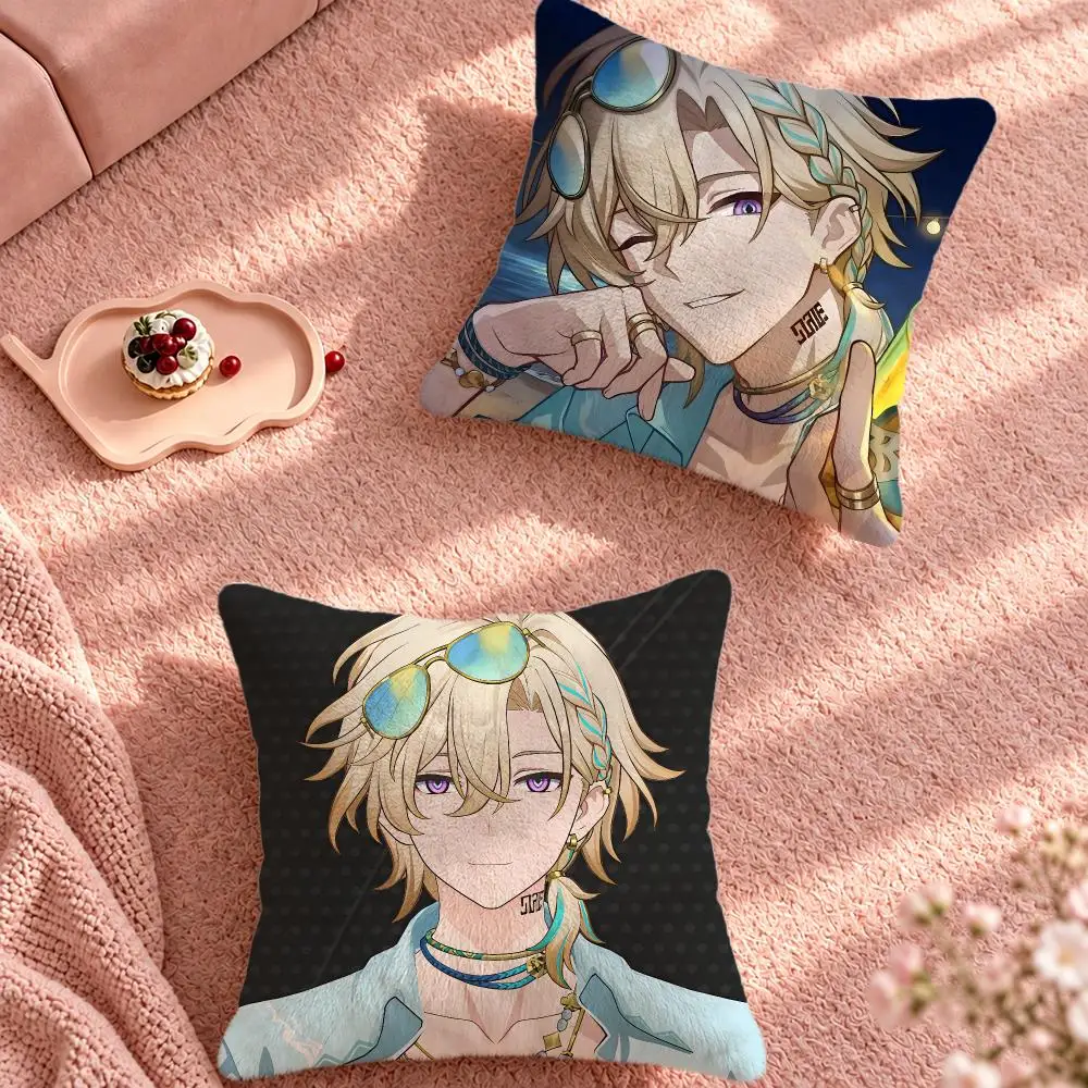Game Honkai Star Rail Aventurine Cushion Cover Cute Cartoon Throw Pillow Cover Soft Plush Cushion Cover Sofa Bedroom Home Decor