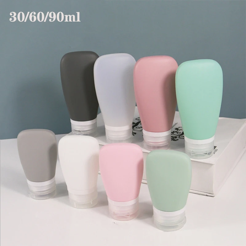 30/60/90ML Silicone Travel Cosmetics Bottles Empty Refillable Liquid Container Shampoo Trip Shower Cream Gel Squeeze Containers