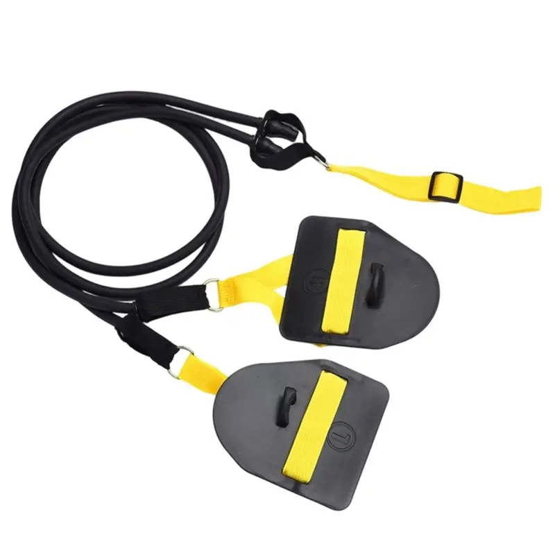 B48B-For Swimming,Training Equipment- Resistance Band With Hand Paddles, Stretch Cord, Fitness Bands