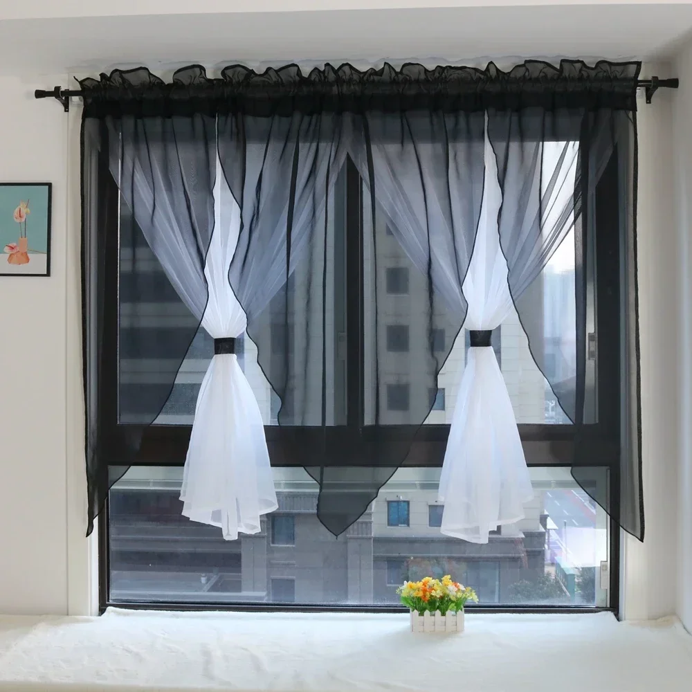 Stevige voile sluier woonkamer balkon slaapkamer gordijn pure korte keuken raambekleding