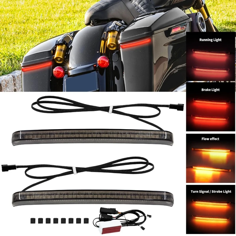 

2Pcs/set Motorcycle LED Saddlebag Flowing Turn Signal Sequential LED Run Brake Turn Signals Lamp for Harley Touring 2014-2022