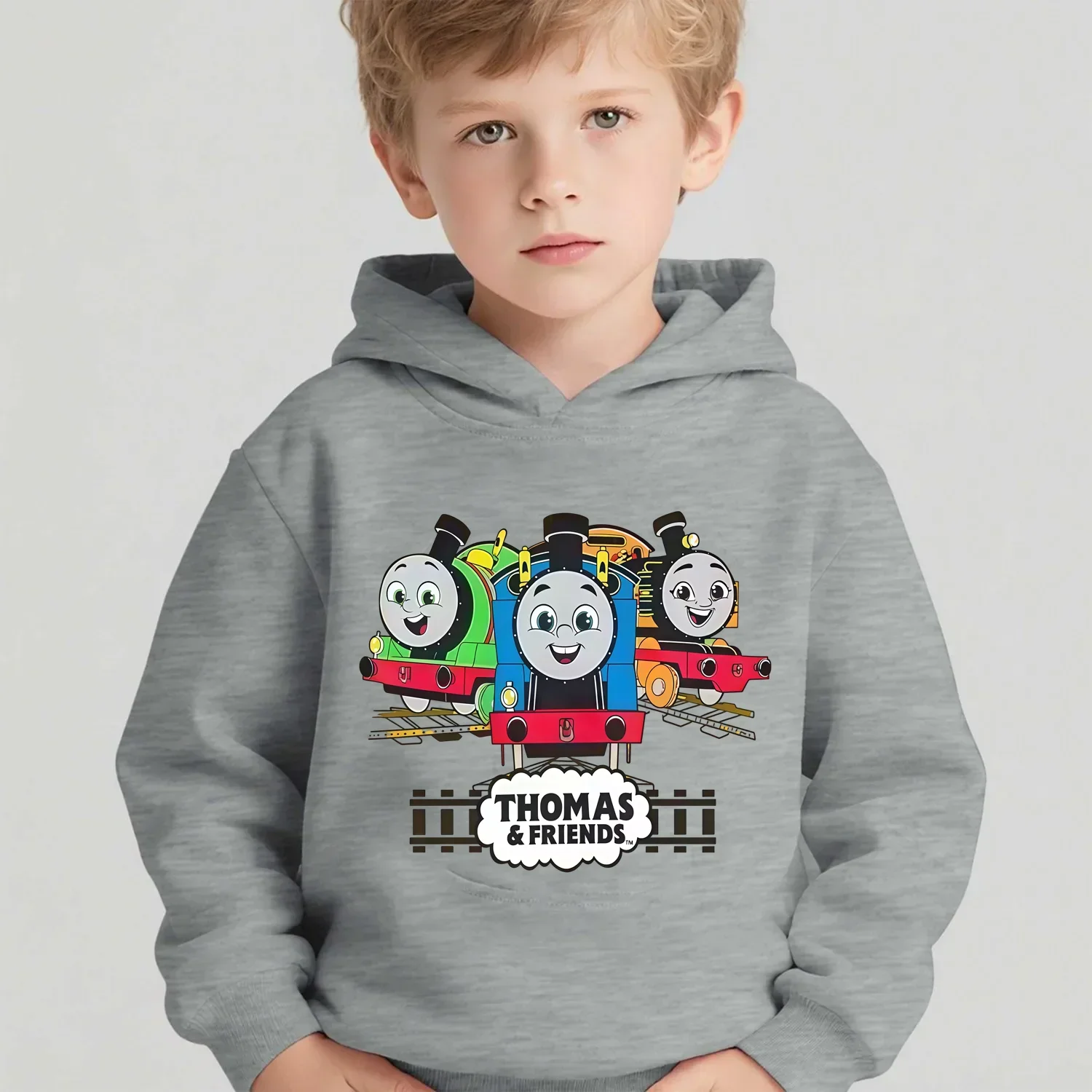 توماس ذا تانك محرك الكرتون نمط مطبوعة الخريف جديد الفتيان والفتيات الرياضة في الهواء الطلق مريحة هوديي الأعلى #1