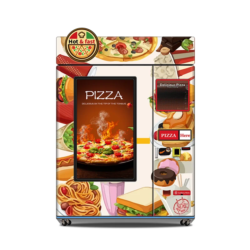 Haloo Vending Machine Haloo New Business Ideas Pizza Vending Machine Fast Food Distribution with 55-inch Touch Screen & Microwav
