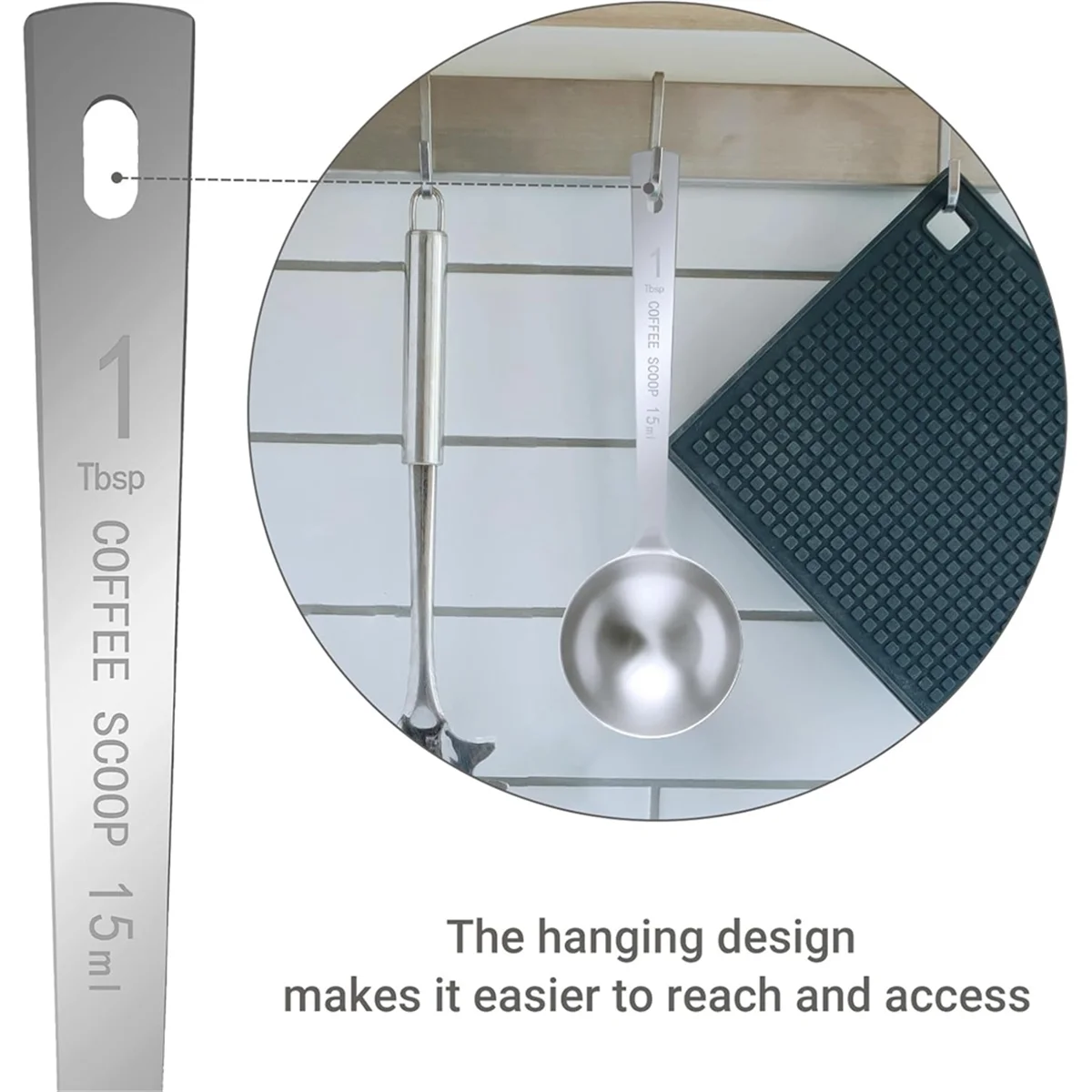 ONCE Cucchiaino da caffè da 4 pezzi - 1 cucchiaio dosatore da cucchiaio, cucchiaini da caffè in acciaio inossidabile da 15 ml, misurino con manico lungo