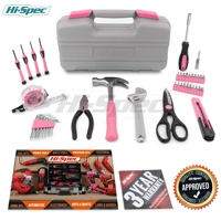 Hi-Spec 40pc Professional Home&Hand Tool Set Magnetic Bit Driver,Screwdrivers & Multi-Layer Case-Women's DIY Kits for Household