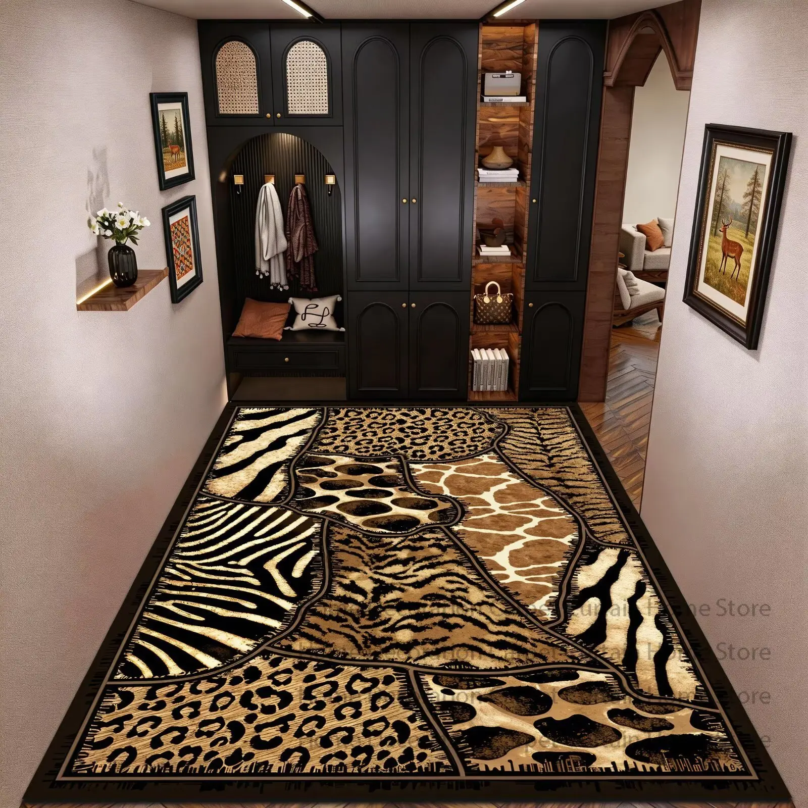 Luxury Leopard Print Carpet Short Velvet Large Living Room Decoration Zebra Pattern Rug Non-slip Hallway Floor Mat for Entryway