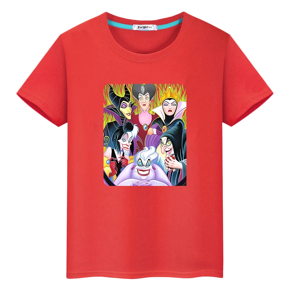 

Evil Queen Mys print 100%Cotton cartoon Cute Short t shirt for kids boy 10years y2k Anime Tops Halloween Tees kids clothes girls