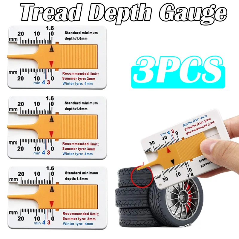 Car Motorcycle Tread Depth Gauge Portable 0-20mm Tyre Tire Meter Thickness Detection Measuring Tools Motorcycle Equipments