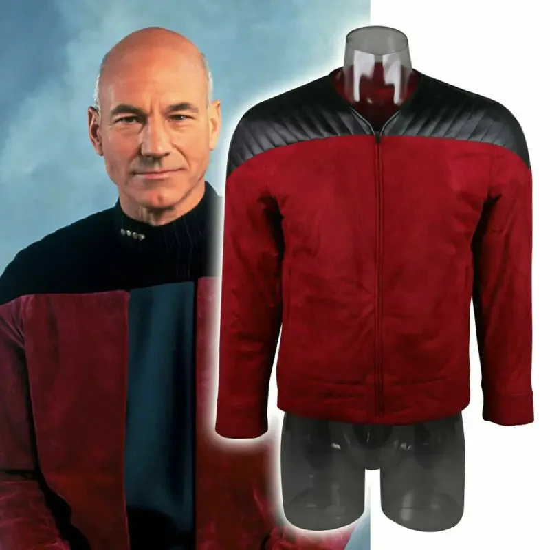 The Next Generation Captain Picard Duty Uniform Jacket TNG Red Costume Man Winter Coat Warm Cosplay Costume Prop