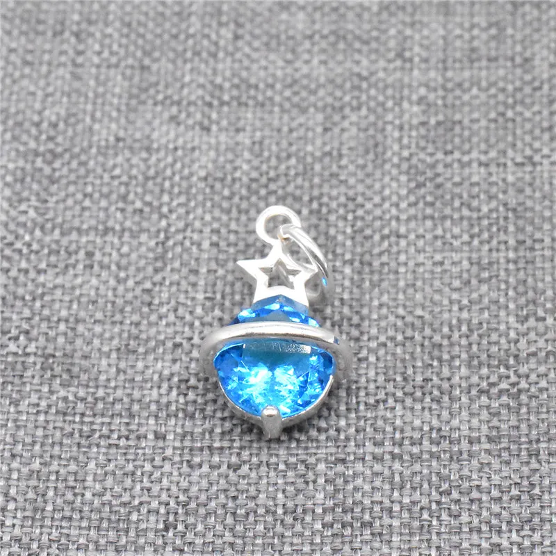 1 Piece Planet Charm in 925 Sterling Silver with Blue CZ for Bracelet Necklace and Earring Making